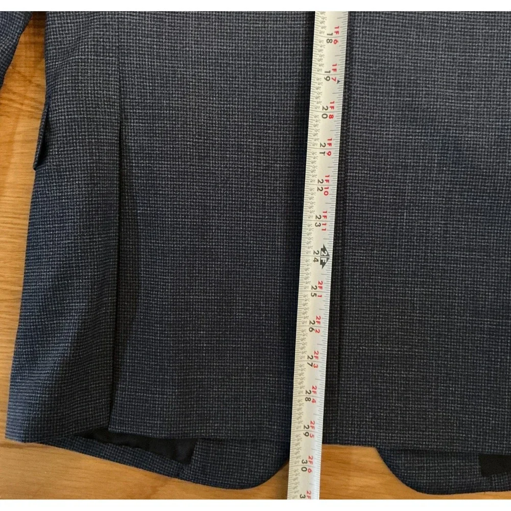Theory Chambers Mens 36R‎ Blue Textured Micro Check 100% Virgin Wool Blazer